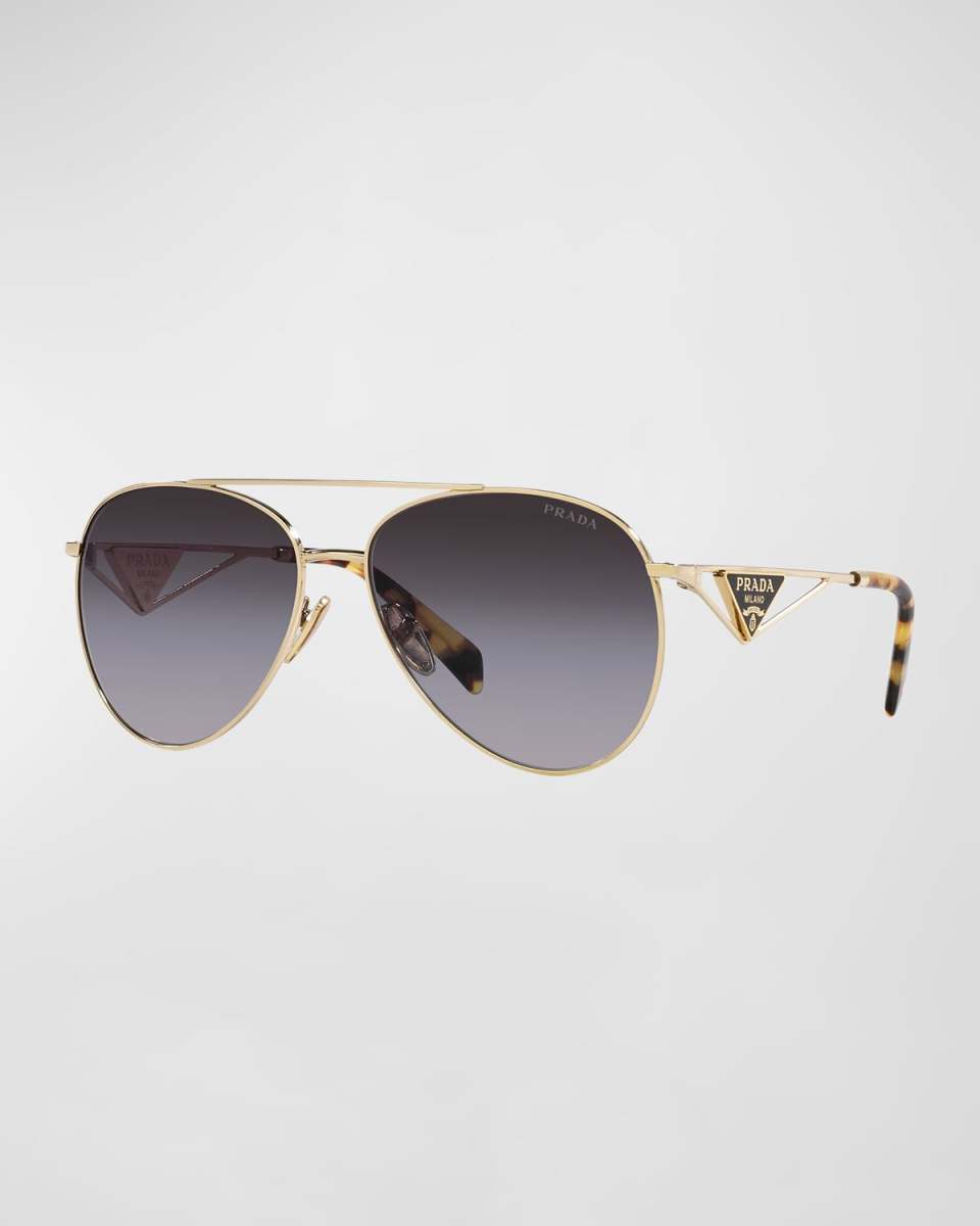 Havana Logo Steel & Plastic Aviator Sunglasses