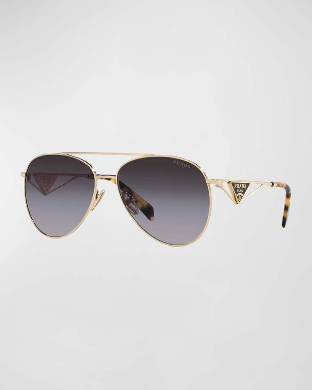 Havana Logo Steel & Plastic Aviator Sunglasses