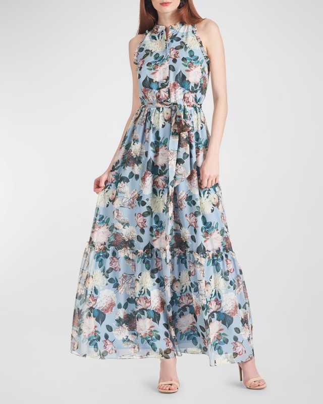 Blair Tiered Floral-Print Chiffon Maxi Dress