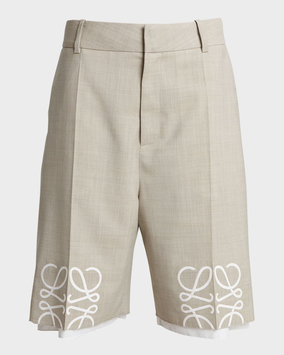 Long Tailored Shorts with Anagram Details