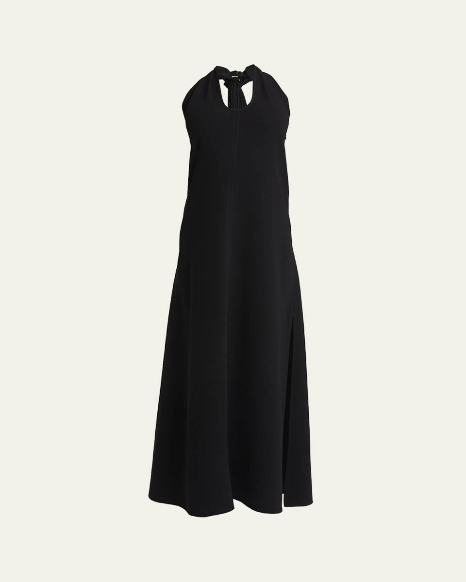 Ember Sleeveless Halter Matte Crepe Maxi Dress