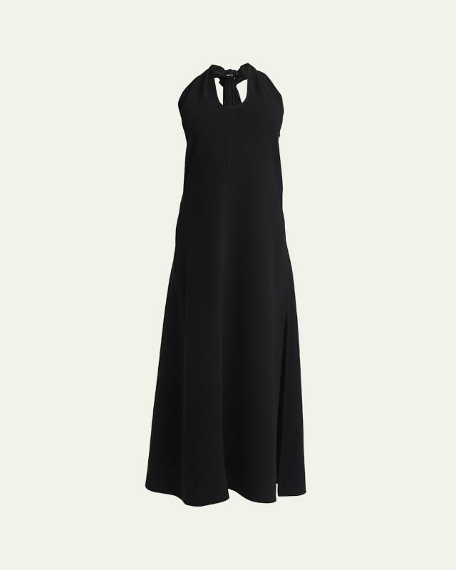 Ember Sleeveless Halter Matte Crepe Maxi Dress