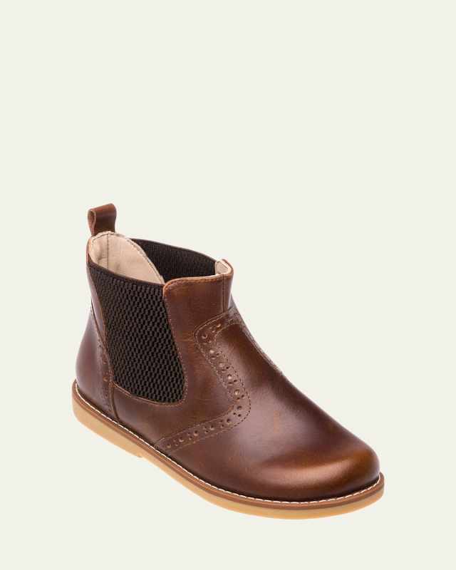 Boy's Perforated Leather Chelsea Booties, Baby/Toddler/Kids