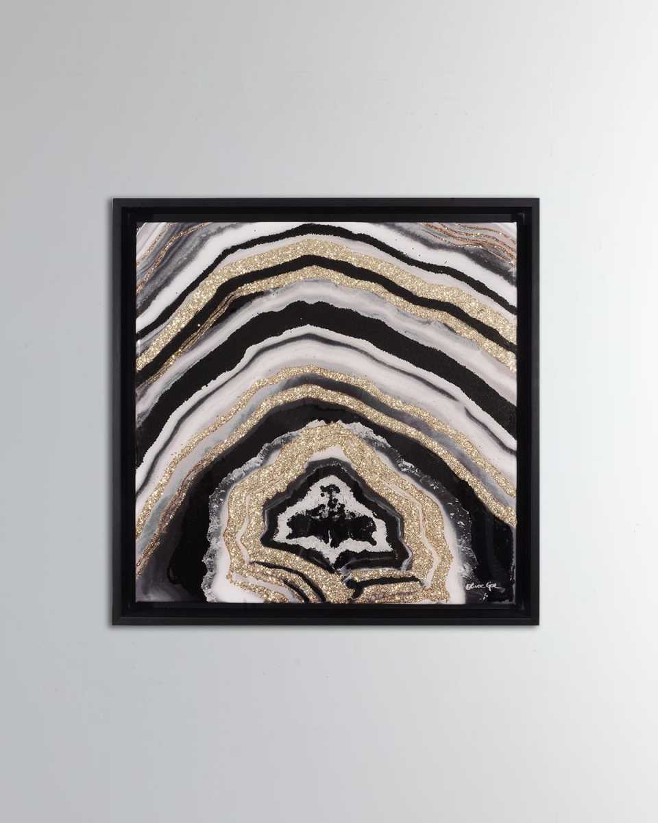 'Noir Adore Geode' Hand-Embellished Giclee
