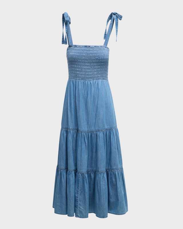 Tola Tiered Denim Midi Dress