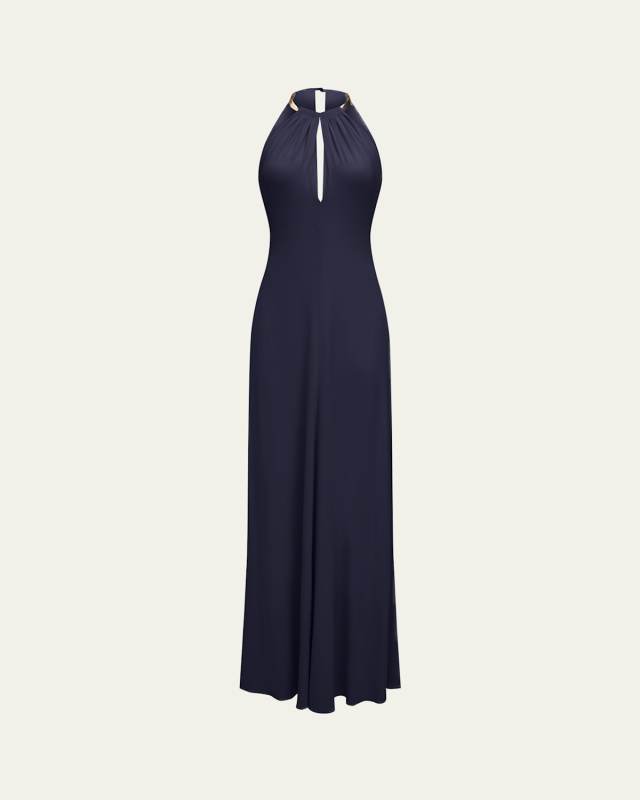 Oriana Cutout Halter Jersey Gown