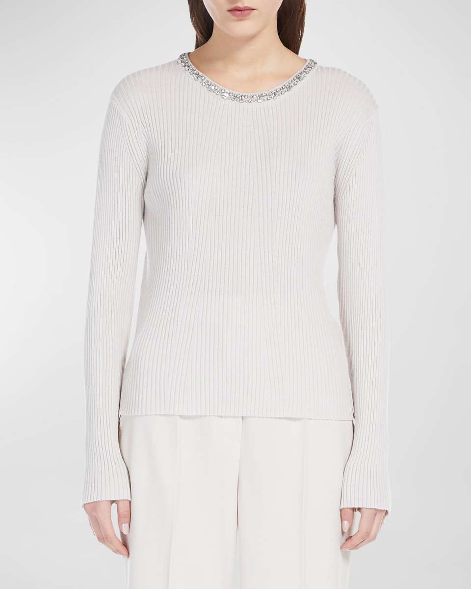 Ribbed Crystal-Embellished Sweat