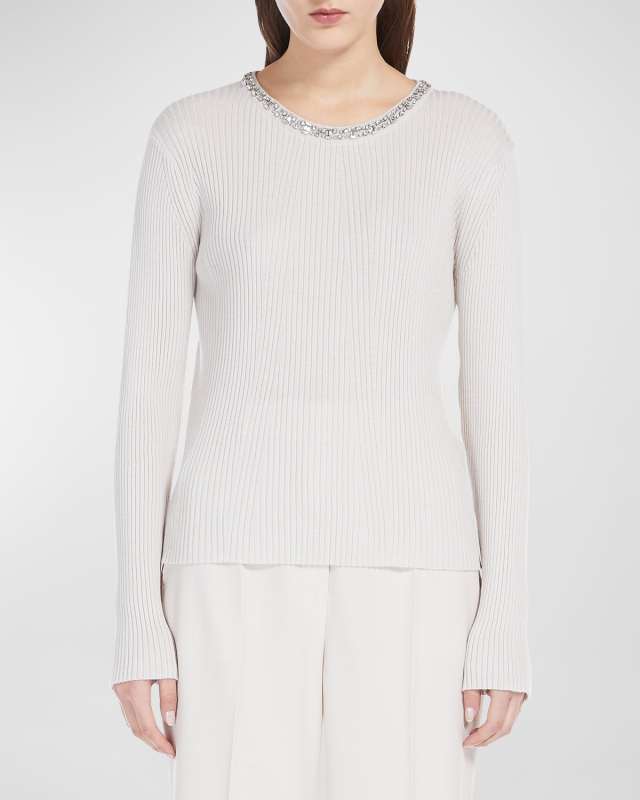 Ribbed Crystal-Embellished Sweat