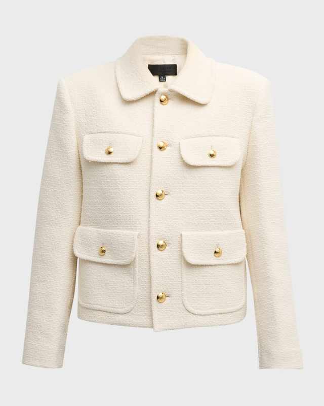 Paloma 4 Brass Button Flap-Pockets Boucle Jacket