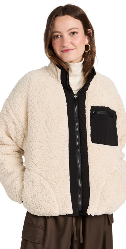 Z Supply Reversible Fleece Jacket Black