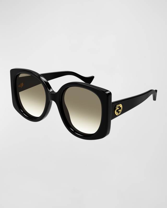Raised Interlocking GG Acetate Butterfly Sunglasses