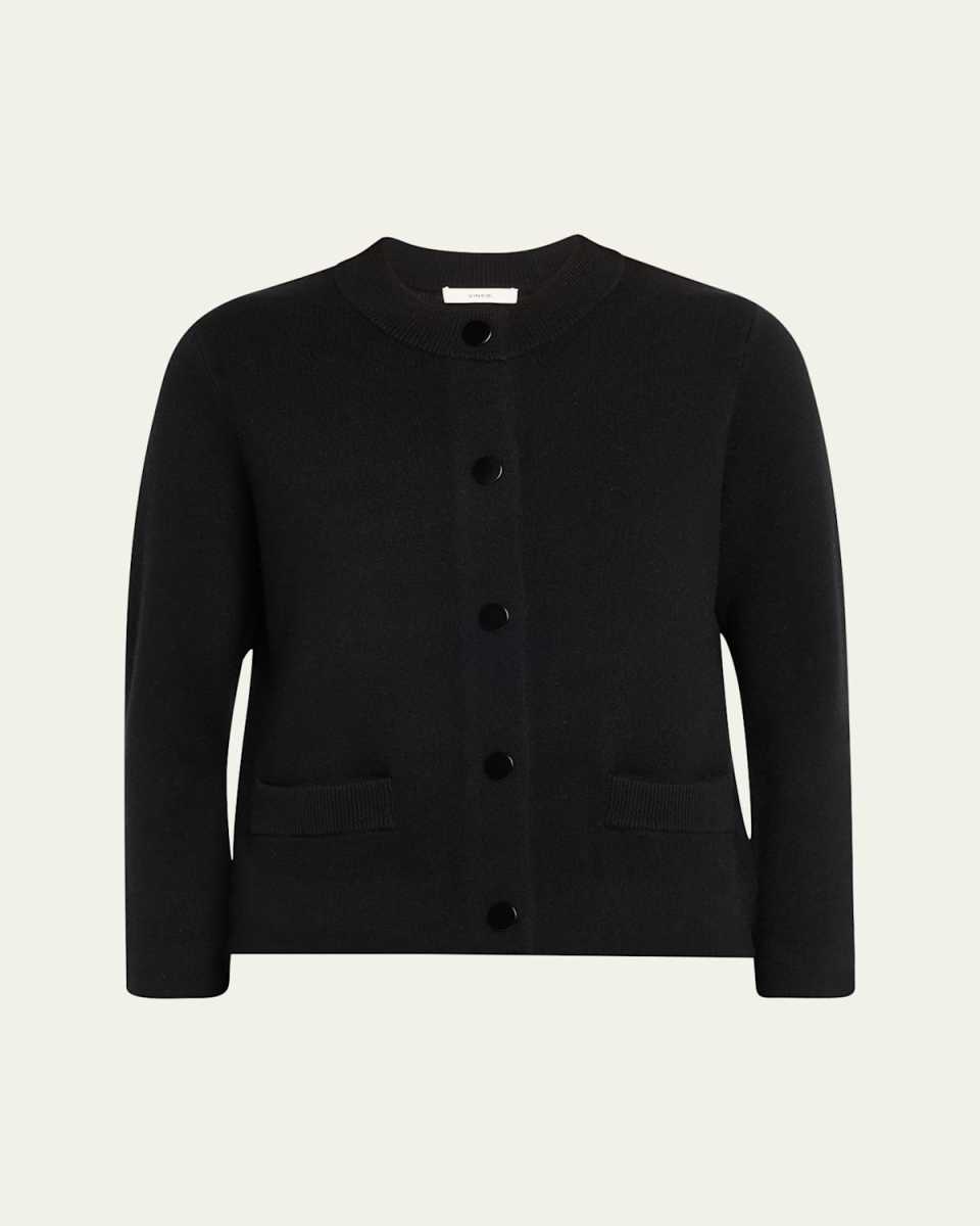 Wool and Cashmere Shrunken Snap Cardigan