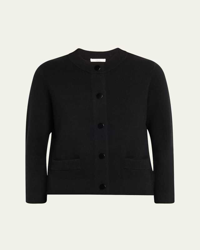 Wool and Cashmere Shrunken Snap Cardigan