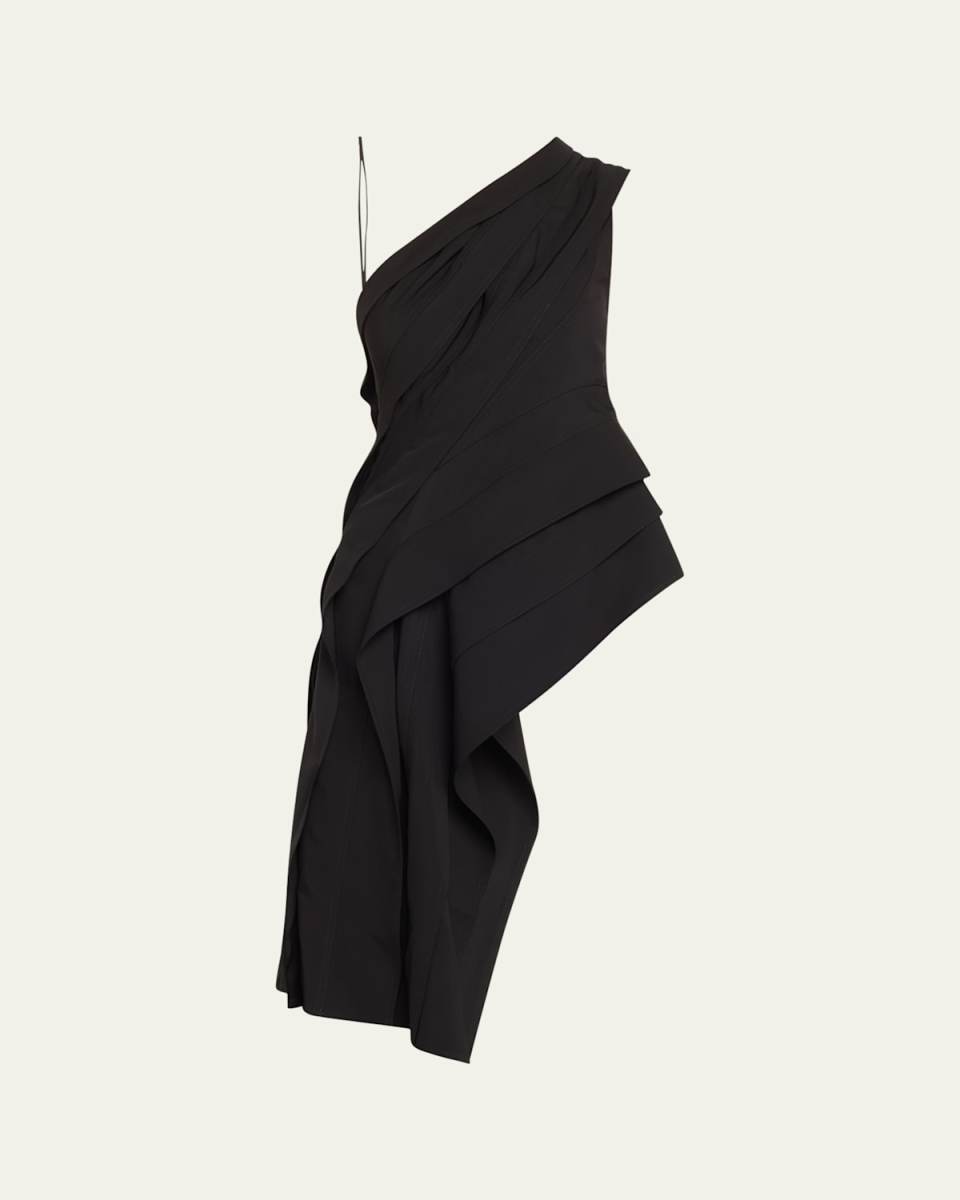 One-Shoulder Draped Fluid Viscose Top