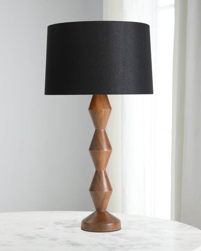 Crew 30" Walnut Buffet Lamp, Black Shade