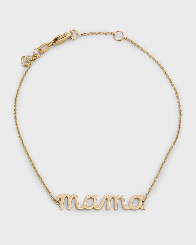 14k Gold Mama Script Bracelet