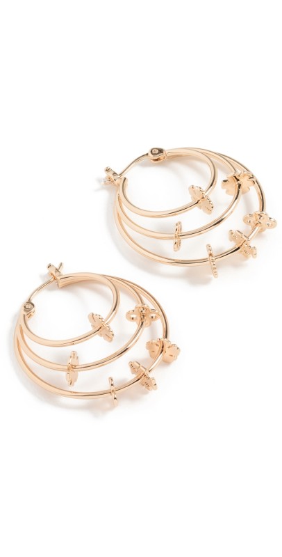Tory Burch Kira Clover Hoop Earrings Tory Gold
