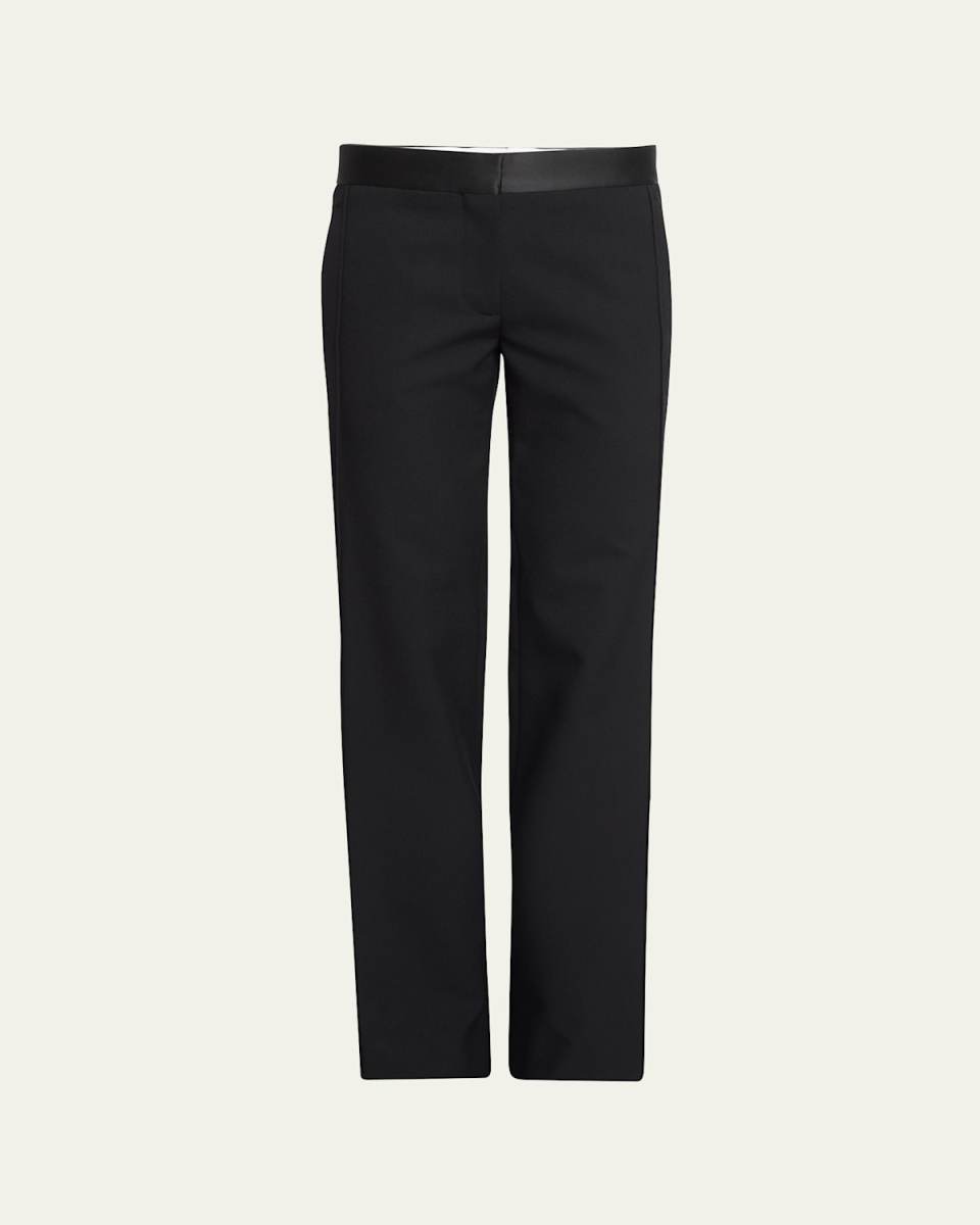 Mid-Rise Side Panel Straight-Leg Trousers