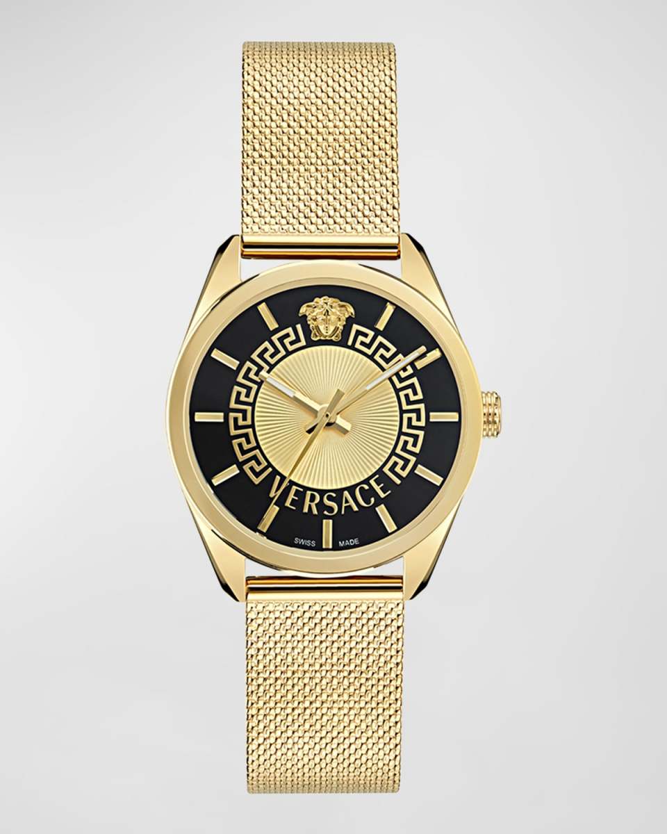36mm V-Circle Watch with Bracelet Strap, Yellow Gold