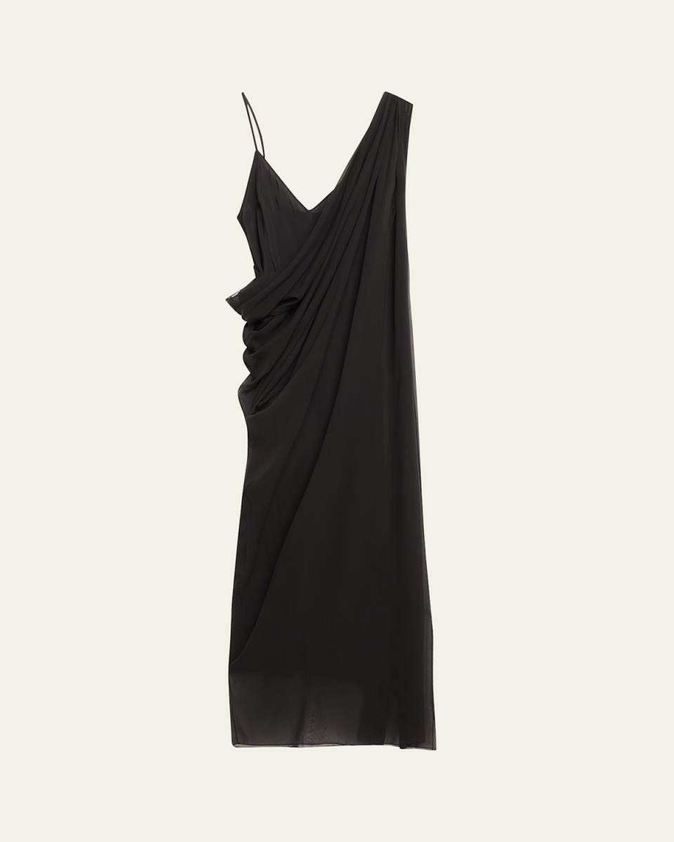 Taj Long Draped Silk Dress