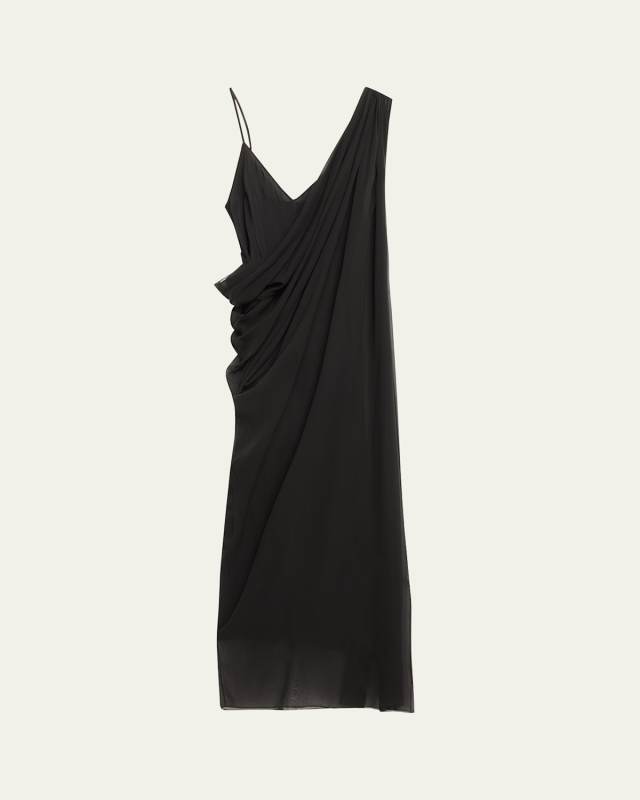 Taj Long Draped Silk Dress