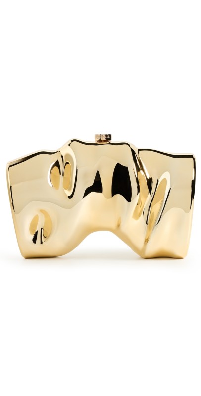 Cult Gaia Scrunch Clutch Shiny Gold