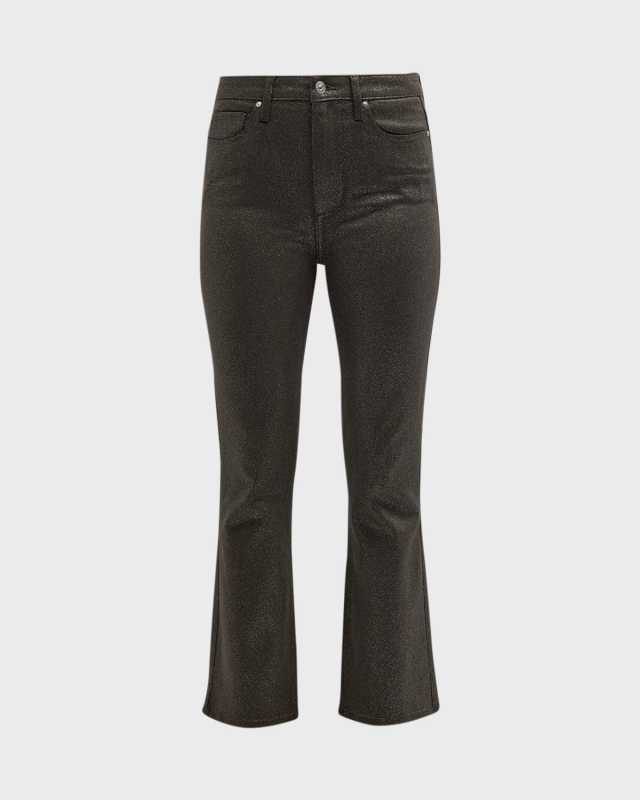 Claudine Flare Cropped Sparkly Coated Jeans