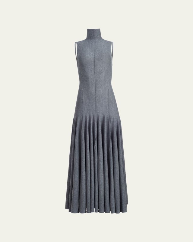 Romee Open-Back Pleated Skirt Maxi Dress