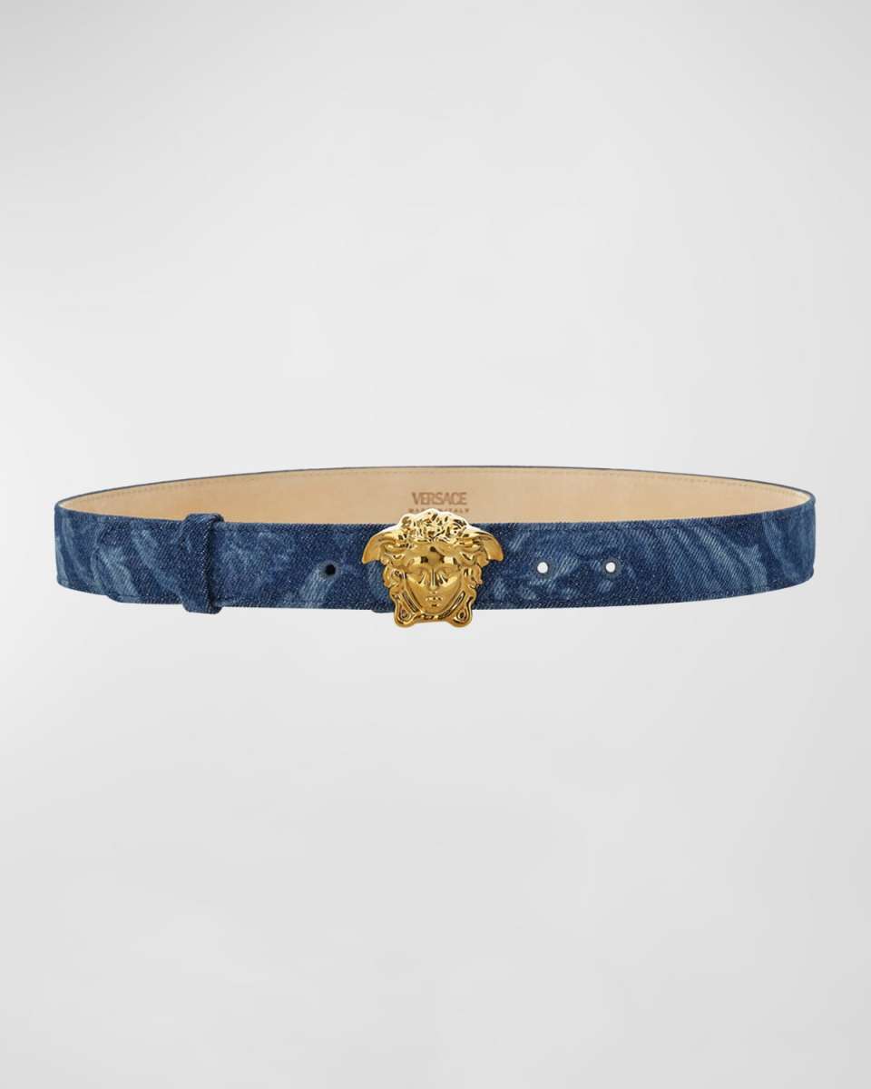 La Medusa Barocco Denim & Leather Belt
