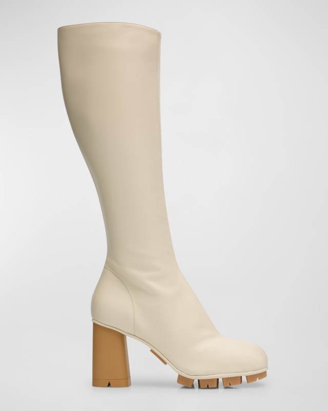 Shore Lambskin Block-Heel Knee Boots