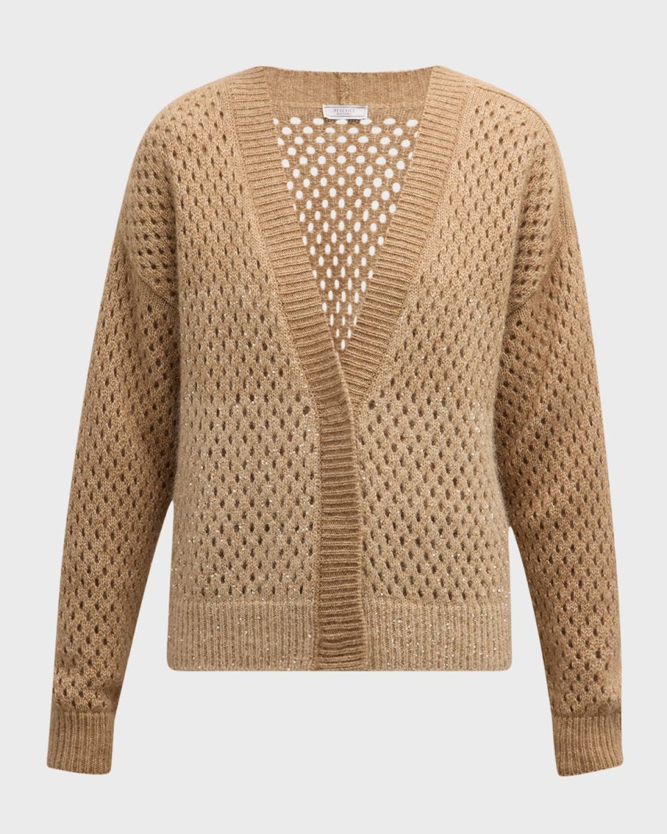 Open-Stitch Sequin Cardigan