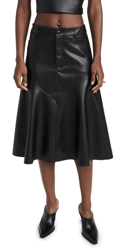 Proenza Schouler White Label Jesse Faux Leather Skirt Black