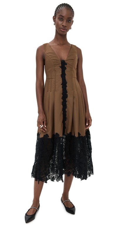 Kika Vargas Rosa Dress Tobacco Wool Tobacco