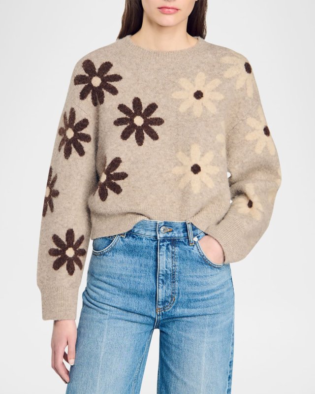 Maguy Floral Oversized Alpaca Wool Sweater