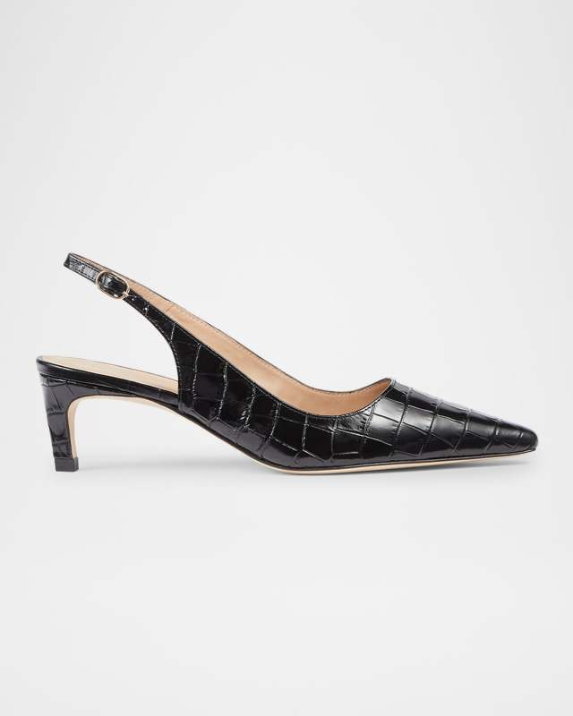 Alyssa Croco Kitten Slingback Pumps