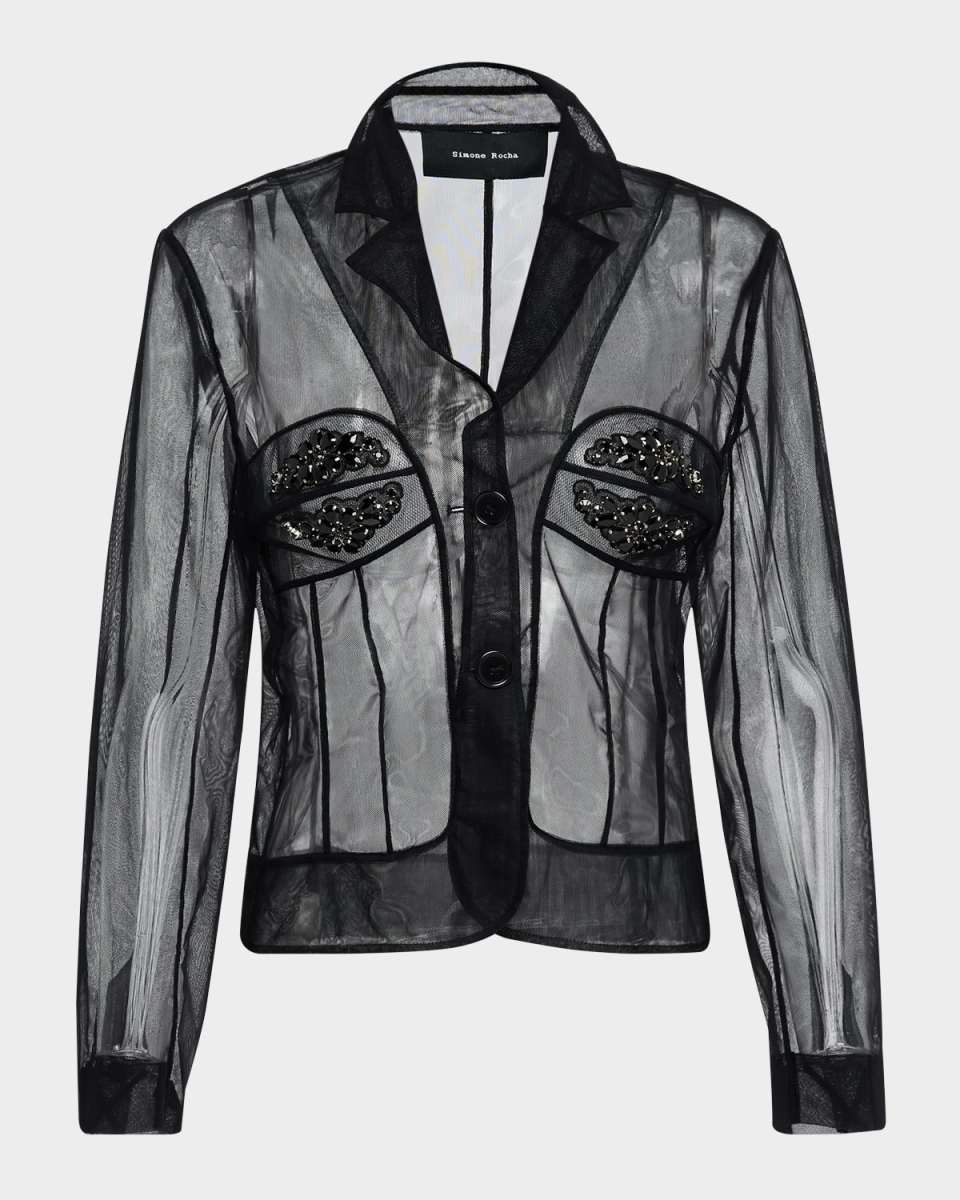 Crystal Fitted Sheer Bustier Jacket
