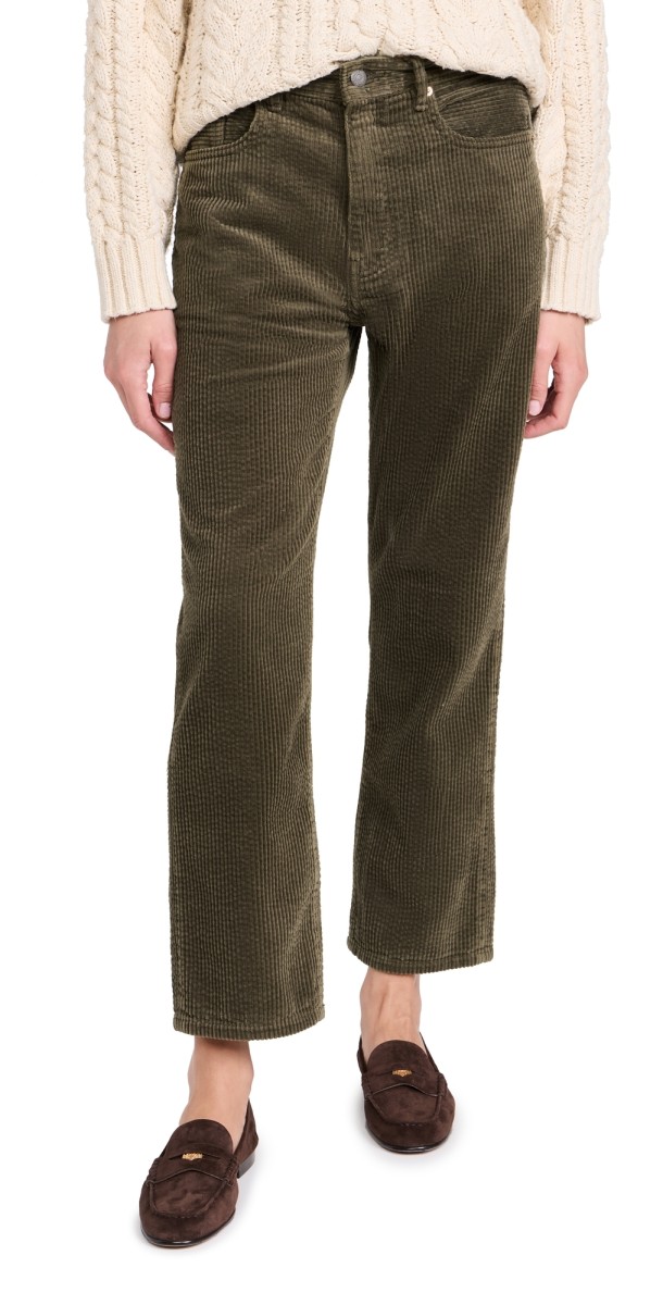 Denimist Lucy Boyfriend Corduroy Pants Olive Bubblecord