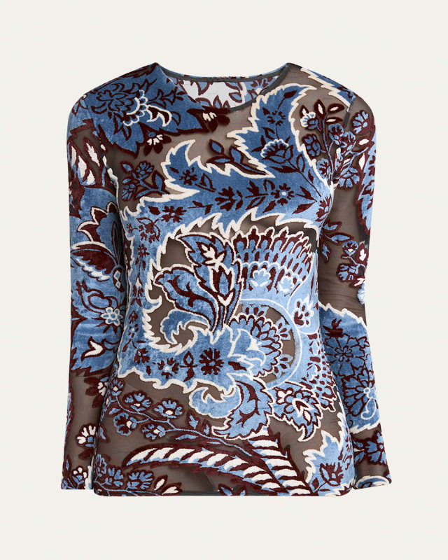 Velvet Printed Sheer Top