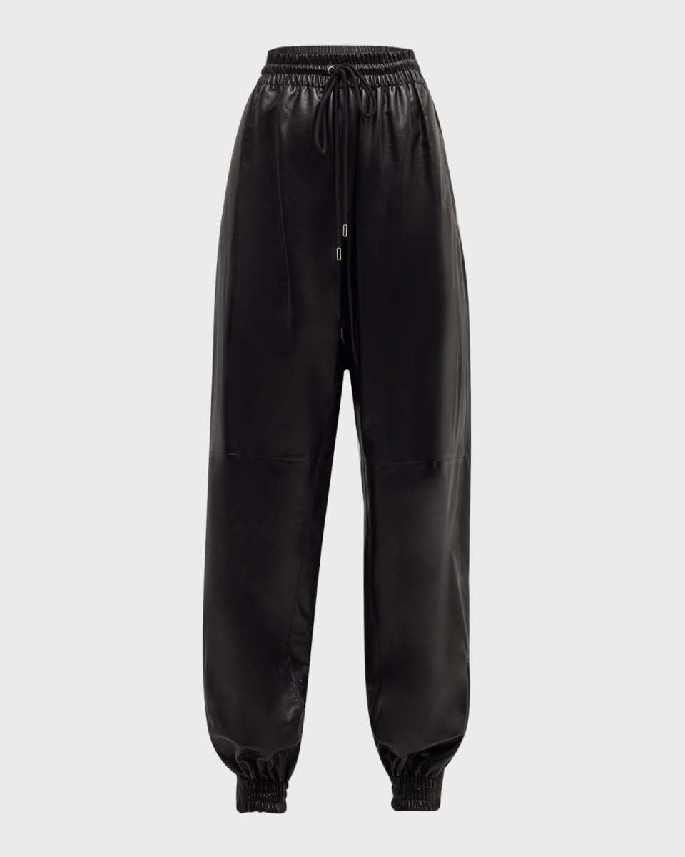 Toda Leather Pull-On Track Pants