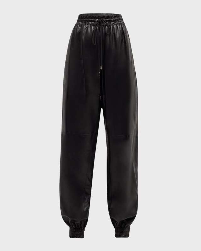 Toda Leather Pull-On Track Pants
