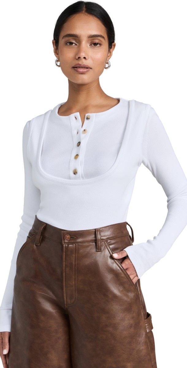 A. W.A. K.E. MODE Double Top Effect Jersey Top Optic White
