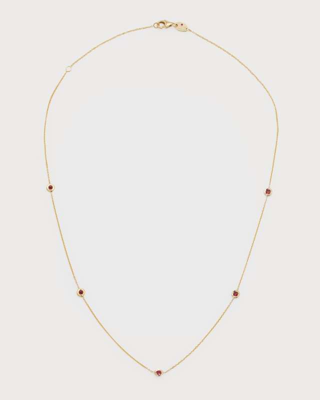 18k Gold Ruby 5-Station Necklace