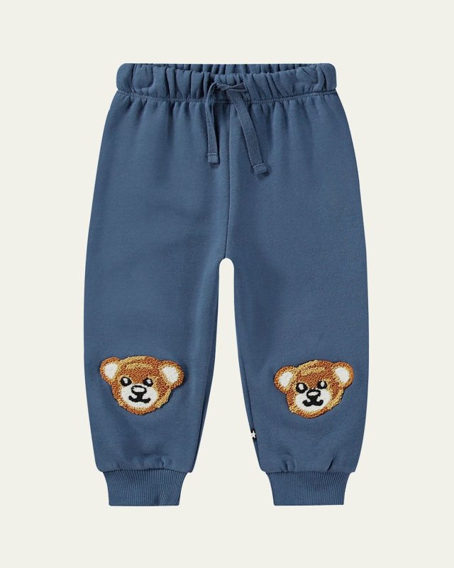 Boy's Simeon Teddy Embroidered Sweatpants, Size Newborn-