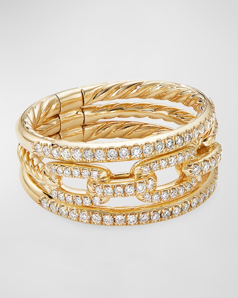 Stax 18k Yellow Gold Diamond 3-Row Ring