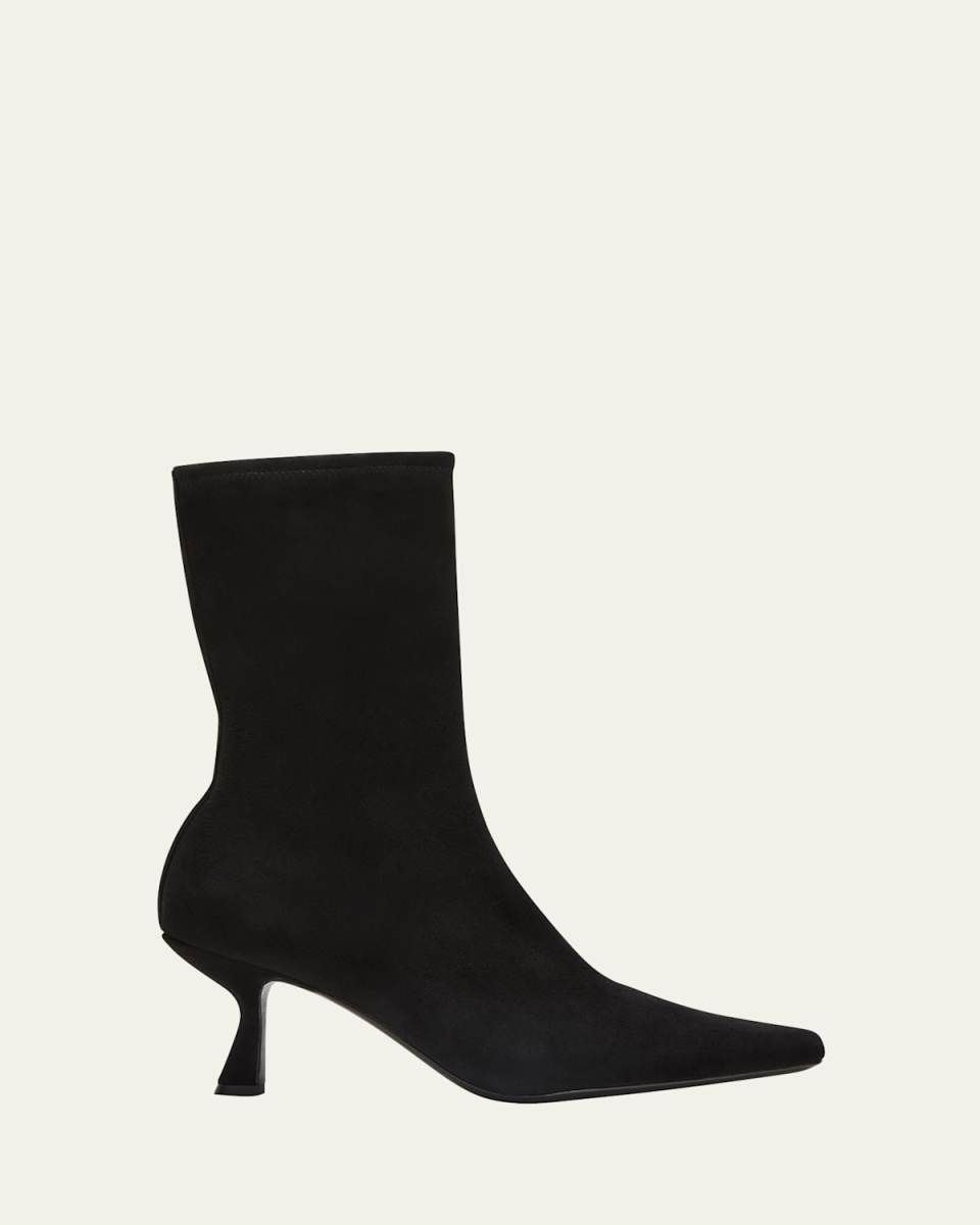 Tatum Suede Comma-Heel Booties