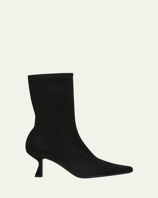 Tatum Suede Comma-Heel Booties