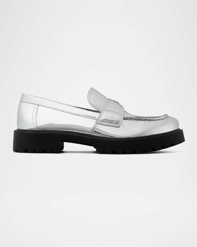 Metallic Medallion Classic Lug-Sole Loafers