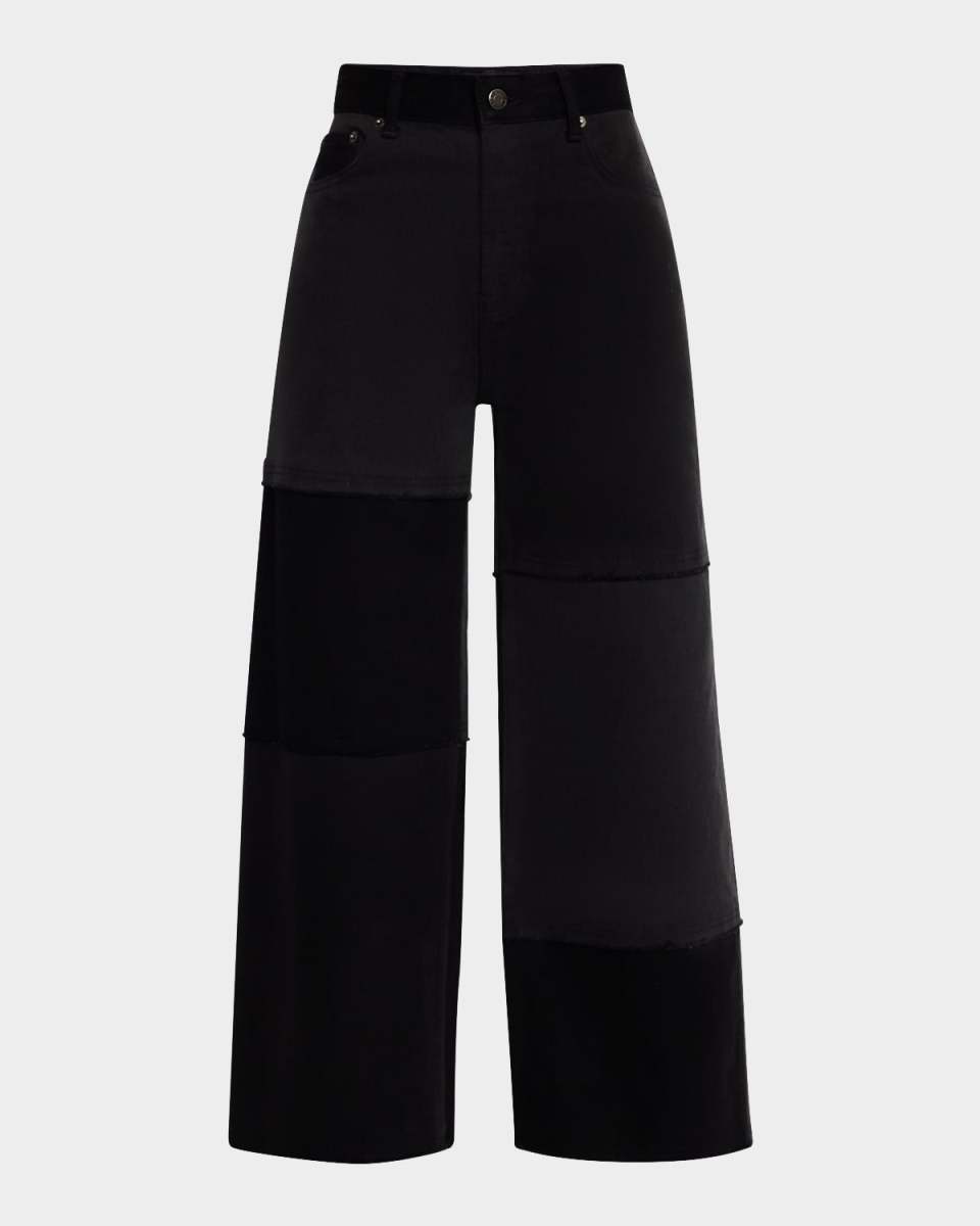 Getty Cropped Wide-Leg Patchwork Jeans