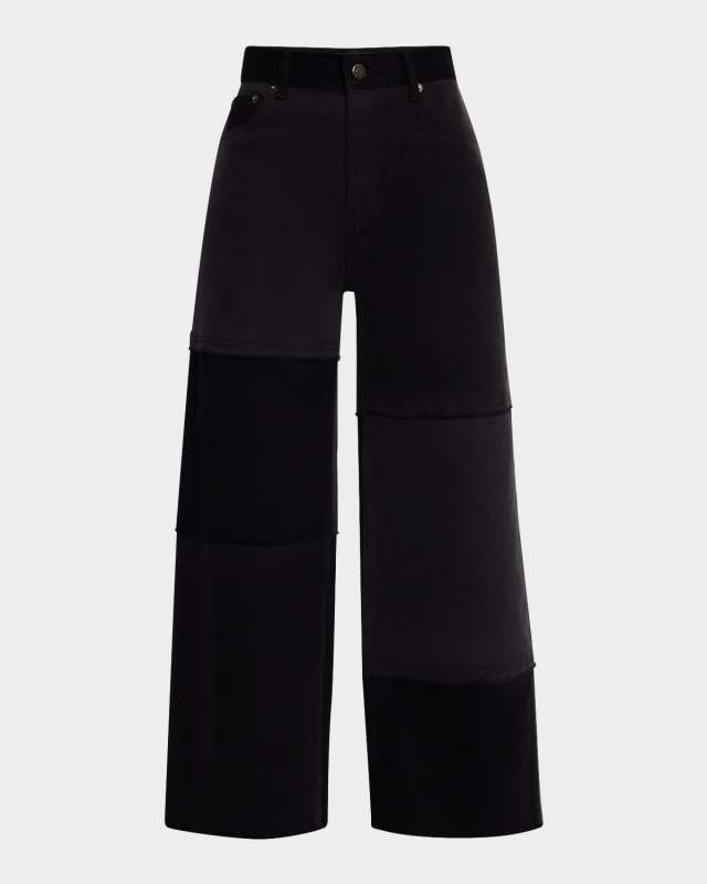 Getty Cropped Wide-Leg Patchwork Jeans