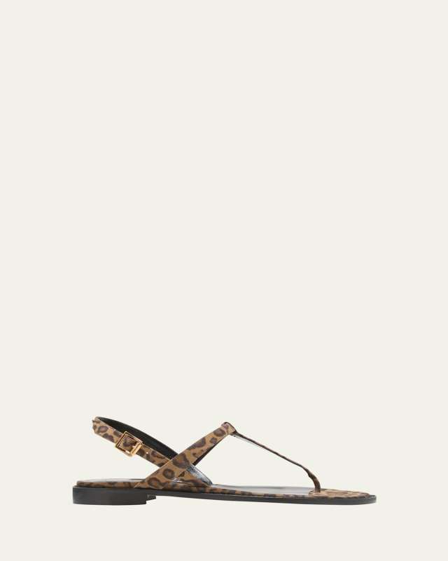 Hata Leopard Thong Slingback Sandals